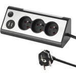 Electraline 35430, bloc multiprises d�angle, 3 prises, 2 ports usb interrupteur on / off pour �teindre ...
