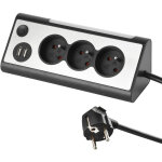 Electraline 35430, bloc multiprises d�angle, 3 prises, 2 ports usb interrupteur on / off pour �teindre ...