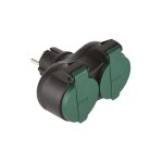 Biplite 2 prises + terre 16a ip44 noir et vert - electraline