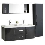 Eliteshopping - meuble de salle de bain noir 120 cm colonne et lavabo inclus ? estelle