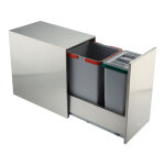 Poubelle coulissante inox 26l 2 seaux - amortisseur : oui - contenance : 20 l - dcor : inox - hauteur ...