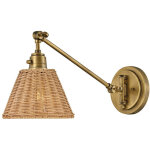 Elstead hinkley arti applique murale hinkley arti dome, laiton, abat - jour en rotin naturel, 1 culot ...