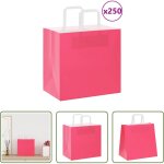 Emballage durable - sacs en papier 250 pcs avec poign�es rose 26x17x25 cm