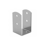 Embase pied de poteau en u zingue  visser - pour poteau rectangulaire - 71 x 78 x 120 x 2, 5 mm