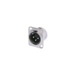 Embase xlr, 3 points male, argente, nickel, type d Embase xlr, 3 points male, argente, nickel, type d