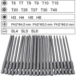 [jamais utilis�] embouts de tournevis 21 pi�ces, embout de vissage magnetique 100mm long, torx t6 - t40, ...