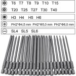 Embouts de tournevis 21 pi�ces, embout de vissage magnetique 100mm long, torx t6 - t40, hexagonal 3mm ...