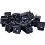 Embouts de tuyaux carr�s 20x20 mm avec filetage m8 bouchons d'insertion pour tubes 20 pi�ces noir