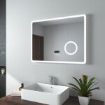 Emke miroir de salle de bain led avec loupe 3 fois 80x60cm loupe 3x, interrupteur tactile, anti - bu�e, ...