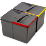 Emuca poubelles pour tiroir de cuisine recycle avec couvercle anti - odeurs, hauteur 216mm, 2x12litres, ...