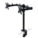 Support écran inclinable et rotatif à 360° pour table. , 2 bras, peint en noir - emuca Support écran inclinable et rotatif à 360° pour table. , 2 bras, peint en noir - emuca