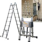 En131 16. 5ft �chelle t�lescopique 5m (2, 5 + 2, 5) - en acier inoxydable, �chelle pliante cadre en a, ...