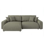 Ena - canap� d'angle convertible velours c�tel� 4 places - vert