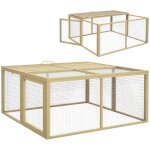 Enclos lapin ext�rieur - cage lapin int�rieur - pawhut - pliable toit ouvrant total poign�e 1, 44? - ...