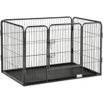 Enclos parc pour chien 4 panneaux en m�tal grillag� avec porte verrouillable, dim. 109l x 74l x 71h cm ...