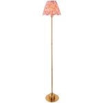 Endon burley lampadaire rechargeable en laiton vieilli bross� avec abat - jour en tissu ikat rose corail, ...