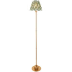 Endon burley lampadaire rechargeable en laiton vieilli bross� avec abat - jour en tissu vert cotswold ...