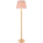 Endon cane lampadaire en bambou naturel avec abat - jour ondul� en tissu rose corail 40 cm e27