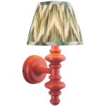 Endon carnaby applique murale en argile rose satin� avec abat - jour zigzag en tissu vert cotswold 20 ...