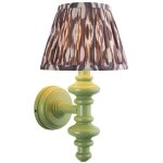 Endon carnaby applique murale en satin vert cotswold avec abat - jour en tissu ikat gris perle 20 cm ...