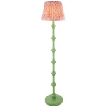 Endon carnaby lampadaire satin� vert cotswold avec abat - jour ondul� en tissu rose corail 35 cm b22
