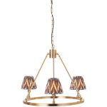 Endon chester suspension en laiton vieilli bross� avec abat - jour en tissu zigzag gris perle 16 cm 3 ...