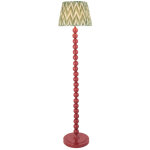 Endon higgledy lampadaire peinture argile rose brillant avec abat - jour zigzag en tissu vert cotswold ...