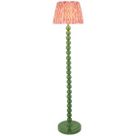 Endon higgledy lampadaire vert cotswold brillant avec abat - jour en tissu ikat rose corail 35 cm e27 ...