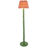 Endon higgledy lampadaire vert cotswold brillant avec abat - jour zigzag en tissu orange abricot 35 cm ...