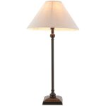 Endon lille lampe de table avec abat - jour rond conique noir mat et imitation lin naturel b22