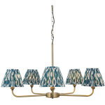 Endon lille suspension en laiton antique avec abat - jour en tissu ikat bleu marine 16 cm 5 x b22