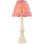 Endon myrtle lampe de table blanche amande avec abat - jour en tissu ikat rose corail 25 cm b22
