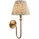 Endon santiago applique murale en laiton vieilli bross� avec abat - jour en tissu vert motif feuilles ...