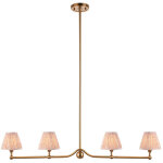 Endon santiago suspension en laiton vieilli bross� avec abat - jour en tissu feuille couleur p�che 16 ...