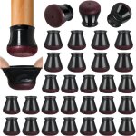 Enowelir 32 pi�ces protection pied de chaise, patins pour chaises en silicone avec feutre �paissi, noir ...