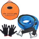 Corde de remorquage voiture, sangle de remorquage auto 5m 8t avec 2 manilles, gants antid�rapants et ...