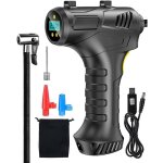 Gonfleur pneus voiture, compresseur voiture rechargeable 12v, compresseur � air portatif avec 3 buses, ...