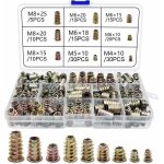 Enowelir insert filet� bois �crou � six pans creux en alliage de zinc m4 m5 m6 m8 pour meubles 120 pi�ces ...