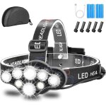 Lampe frontale, torche frontale 18000 lumens 8 led 8 modes d'�clairage