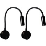 Enowelir lampe de lecture murale 2 pi�ces noir flexible r�glable 3w led, applique bureau et chevet en ...