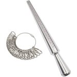 Enowelir outil de mesure en acier à mandrin et anneaux pour définir la taille de bague qui convient à ... Enowelir outil de mesure en acier à mandrin et anneaux pour définir la taille de bague qui convient à ...