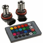 Enowelir pack de 2 ampoules antibrouillard rgb h8 / h11 feux antibrouillard led rgb multicolores ampoules ...