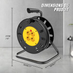 Enrouleur de c�ble � 4 prises, 50 m�tres, avec disjoncteur thermique, rallonge robuste pour l'ext�rieur, ...