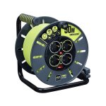 Enrouleur de cble extension 4 prises schuko 16a luceco 50mts