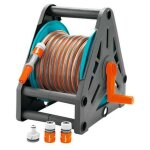 Enrouleur portable de tuyau d'arrosage quip de 15 m. de tuyau gardena + accessoires