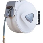 Enrouleur de tuyau d'air comprim� avec tuyau de 20 + 2 m blanc gris