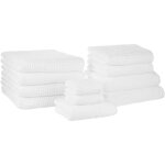 Ensemble 11 serviettes de bain en coton blanc  schage rapide ultra moelleux absobant et doux au toucher ...