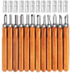 Ensemble de 12 couteaux � d�couper sur bois sk5 pour sculpter des cadeaux, des citrouilles, des objets ...