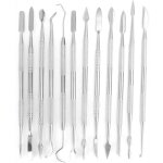 Ensemble de 12 pi�ces en acier inoxydable pour la sculpture sur cire, comprenant des ciseaux � cire, ...