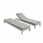 Ensemble de 2 bains de soleil en r�sine tress�e lounge pisa transat nuances de gris / gris chin�